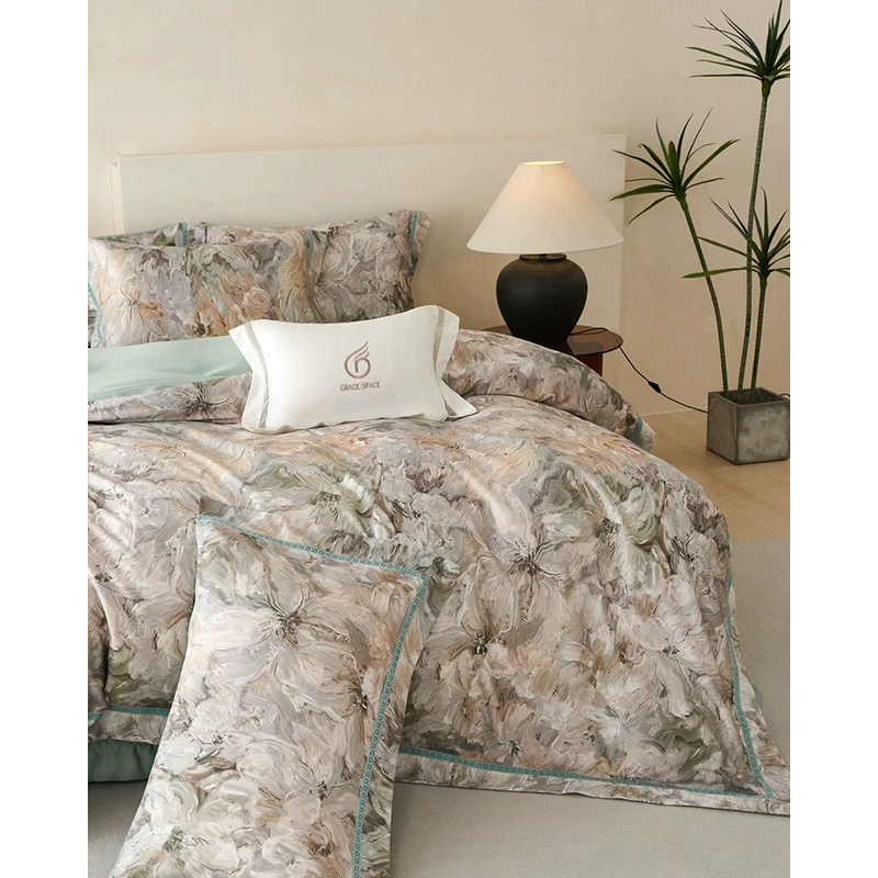 外贸大福利～超细氮莱赛尔天丝床盖版四件套加大220*240微瑕～L321