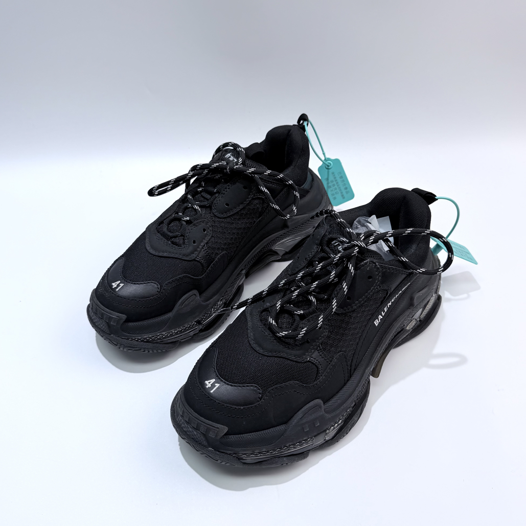 99新 Balenciaga/巴黎世家 41码 黑色TripleS老爹鞋bl0982