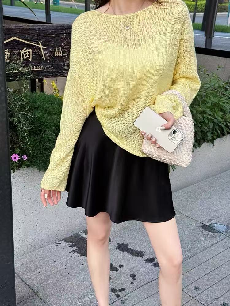 【ONE】nn3528-时尚女装设计感针织衫圆领百搭网红长袖