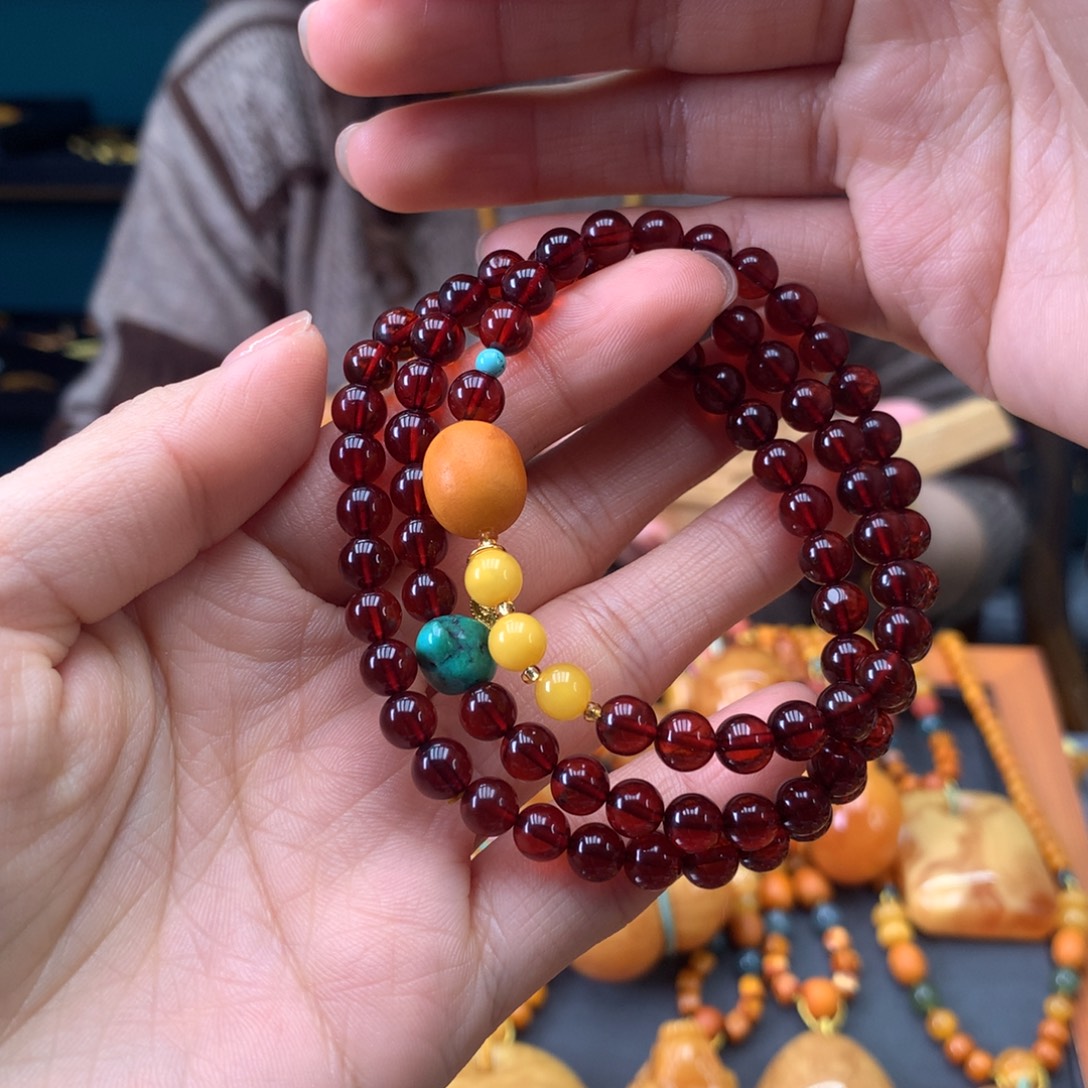 血珀未镶嵌手串天然