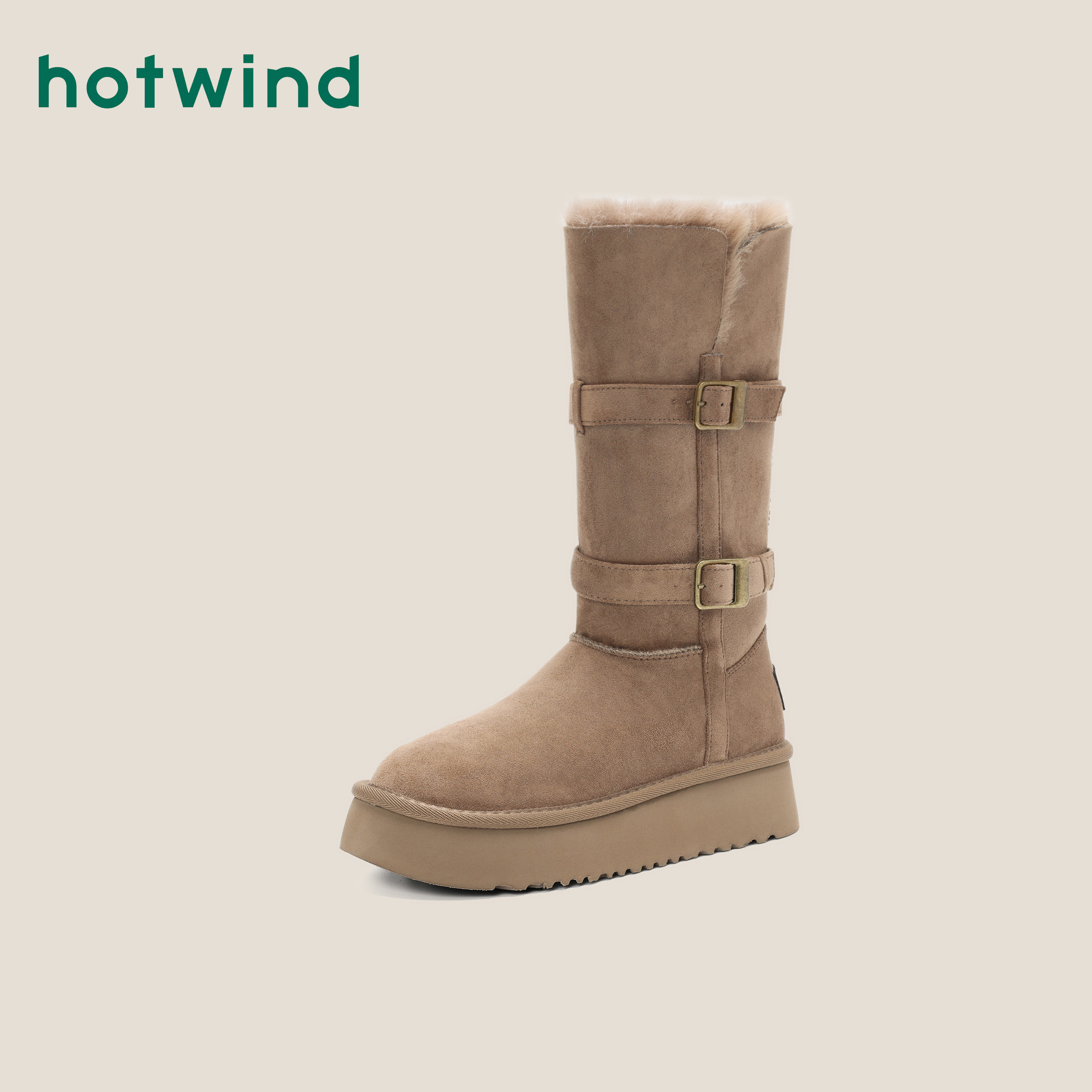 【冬日暖阳】Hotwind/热风2025新款复古百搭雪地靴保暖韩系棉靴女