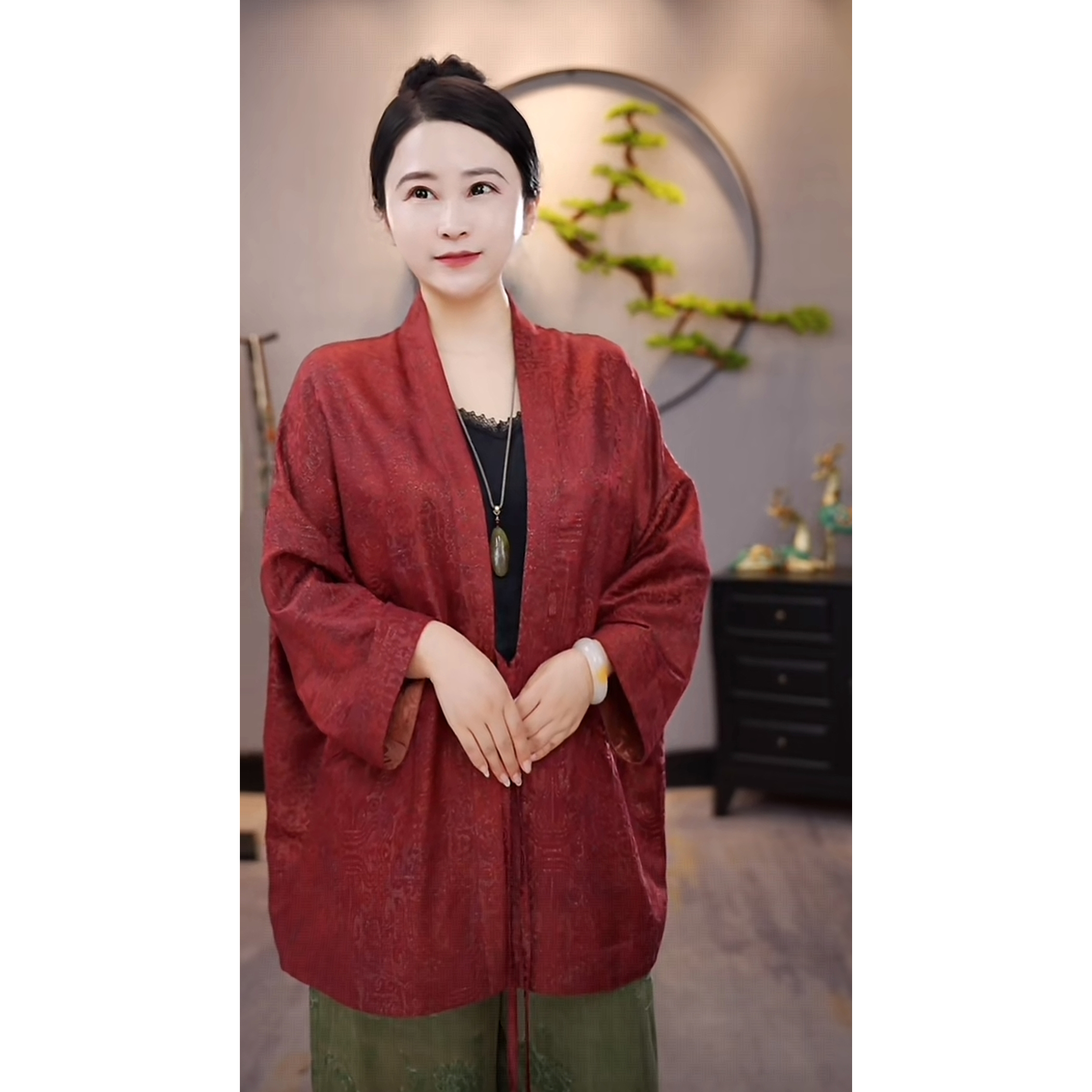【千奈莉 】重磅正绢中式宽松舒适百搭长袖袈裟外套YJ257