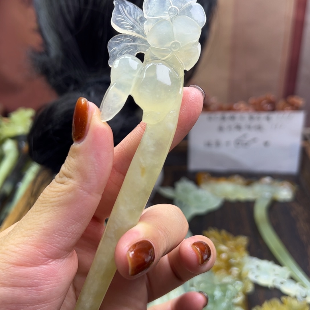 未镶嵌蛇纹石玉发簪