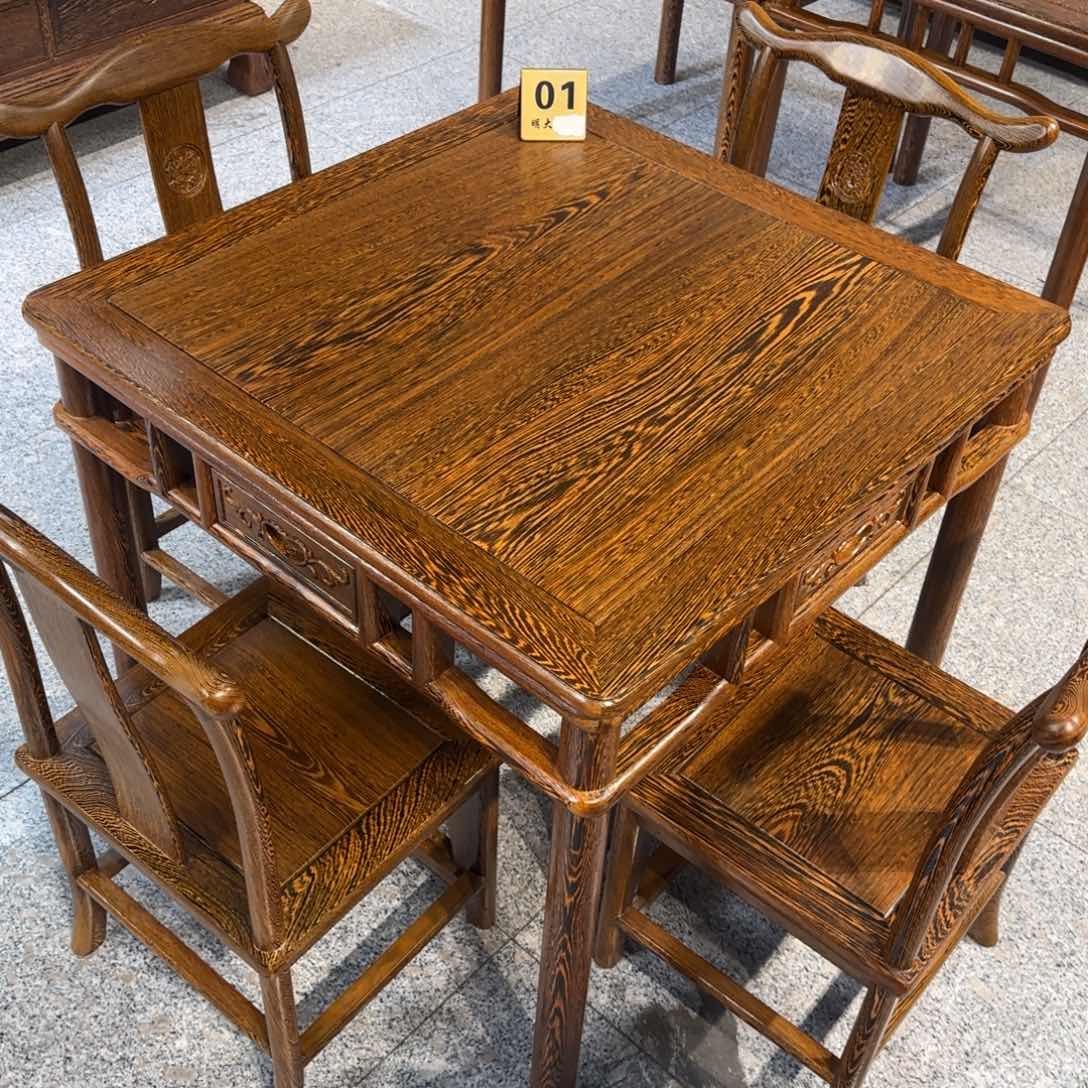 鸡翅木类成套家具78✖️78高68一桌四椅