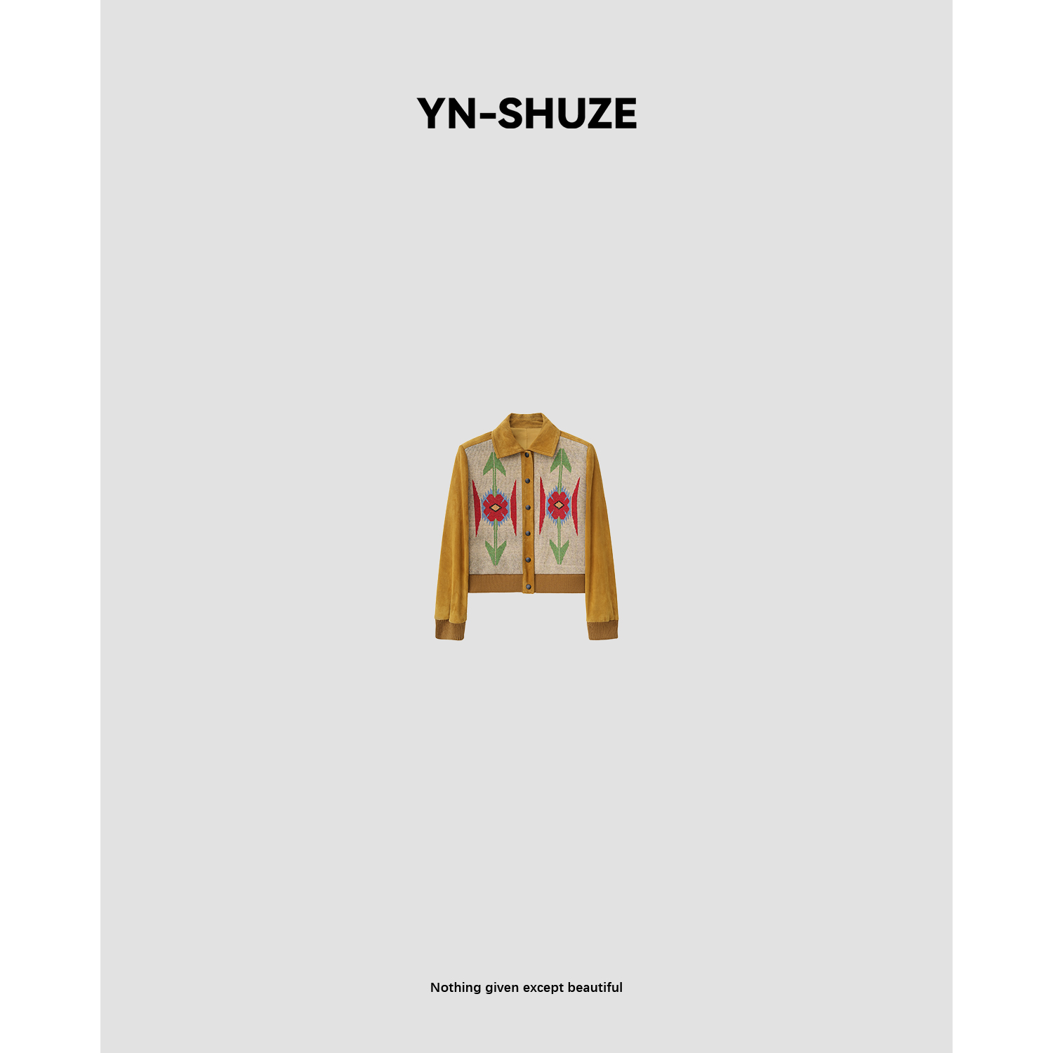 YN-SHUZE【色彩日记】印花排扣翻领羊反绒短款外套SZ-YNB-19915