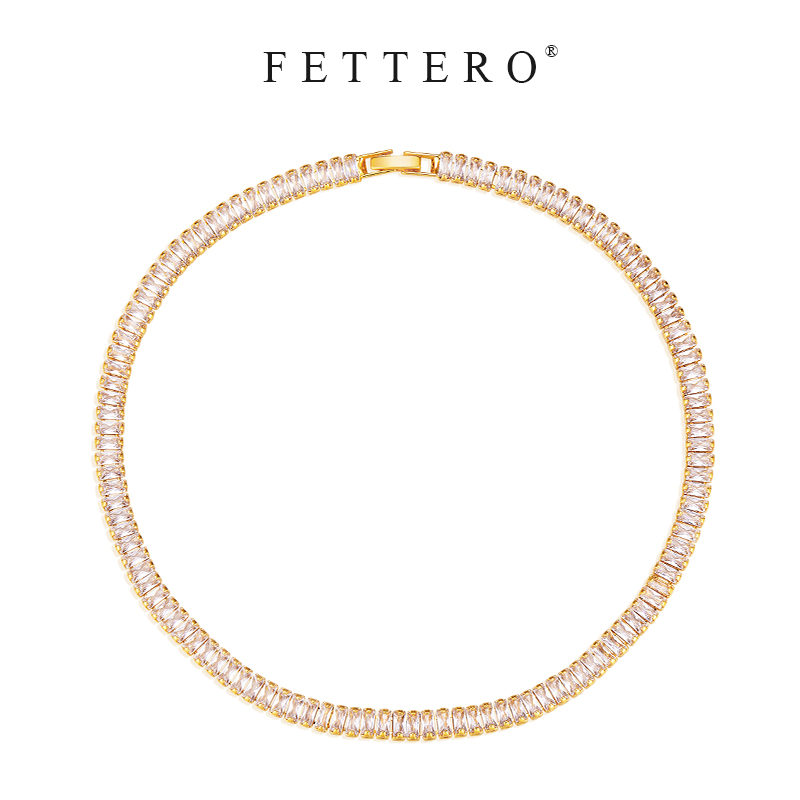 fettero 铜合金项链 【金色一排T锆项链】气质轻奢满钻时尚