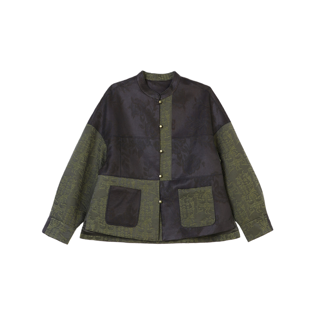 【李老板专属】绿色花绸拼油丝香云纱外套　2682023