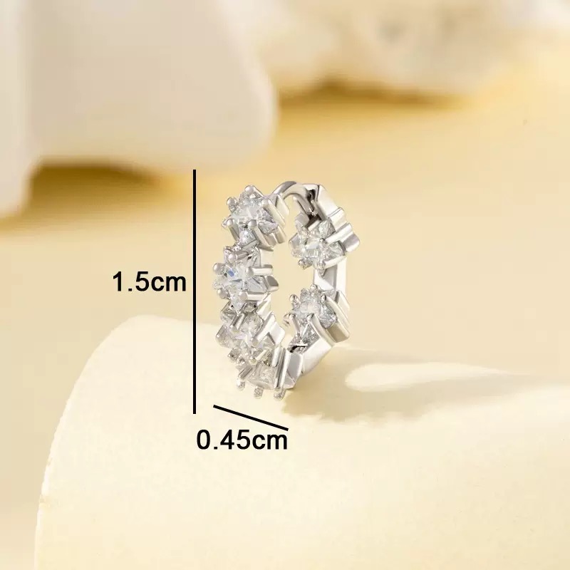 铜合金耳饰 E0010  轻奢风欧美风瑞丽风银色耳环耳饰精致耳扣气质