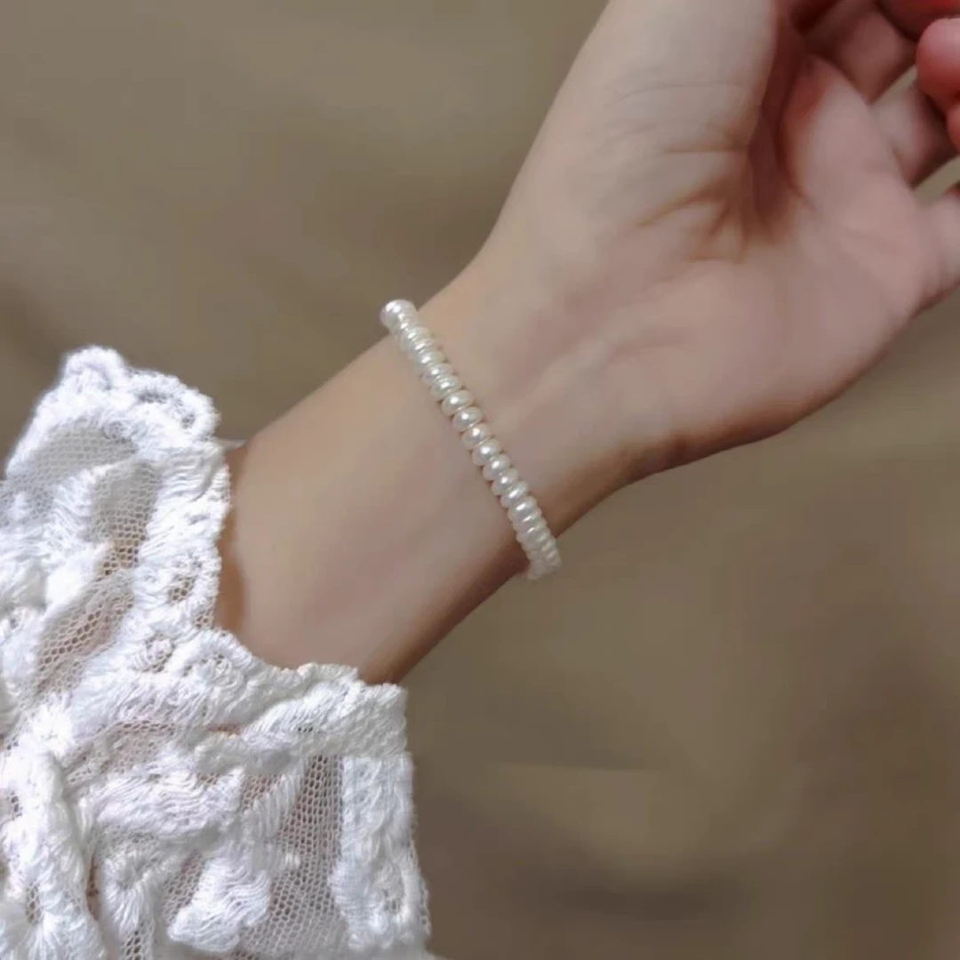 【小月光】5-6mm淡水无核珍珠算盘珠馒头珠温婉大气珍珠手串