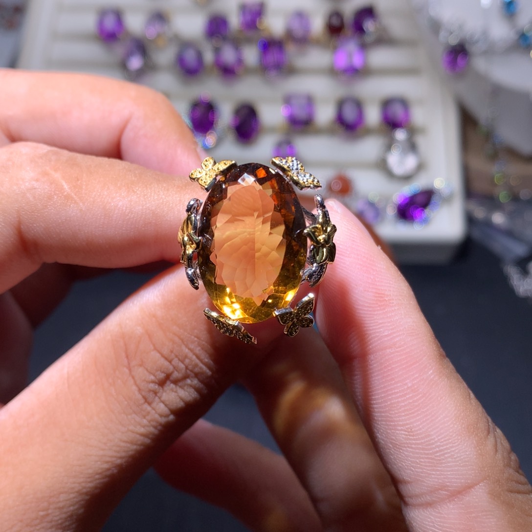 银S925镶嵌颈饰水晶素*戒指