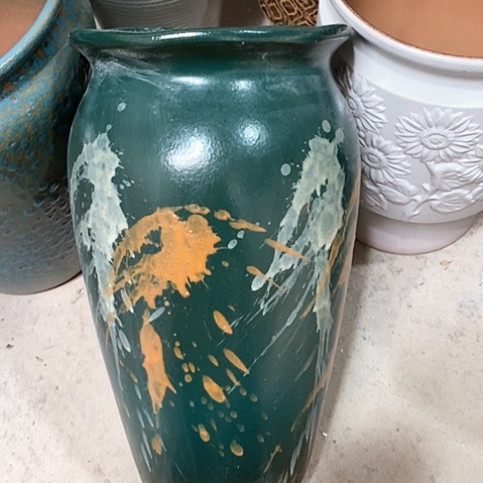 紫砂花盆口19高度35墨绿色