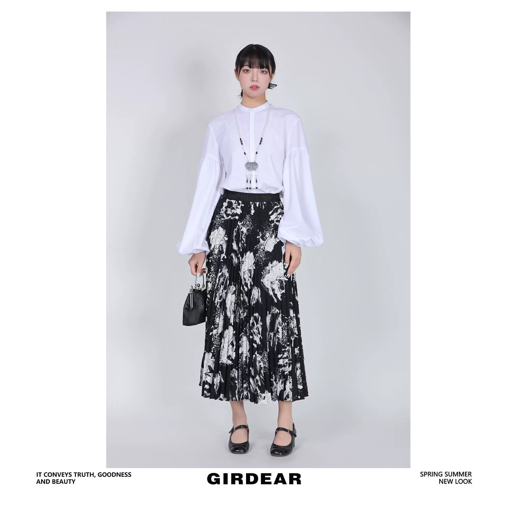 GIRDEAR/哥弟女装新款宽松长袖气质衬衫减龄泡泡袖衬衣1300729