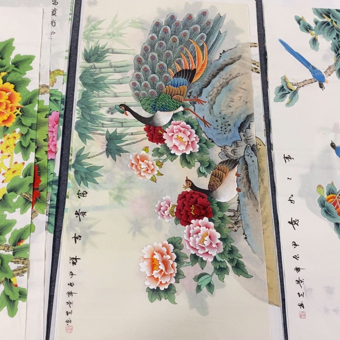 国画尺寸140✖️70四尺工笔手绘国画