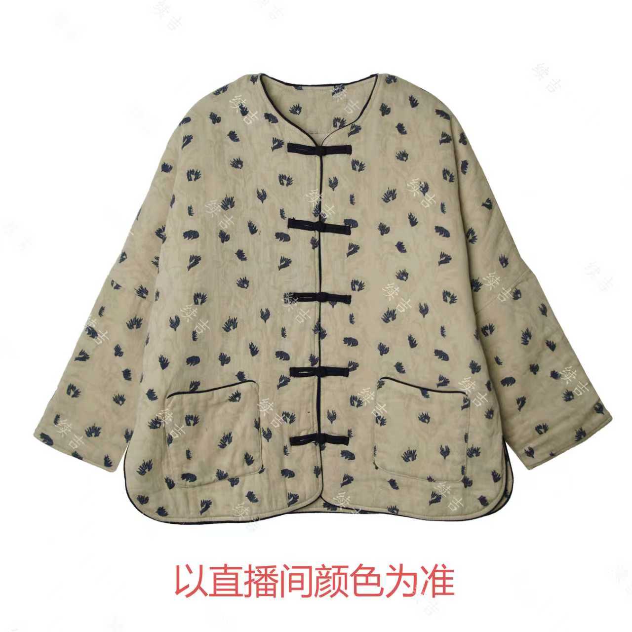 冬-续吉麻衣25-2716【晴窗候雪】棉长袖盘扣复古文艺中式印花棉衣