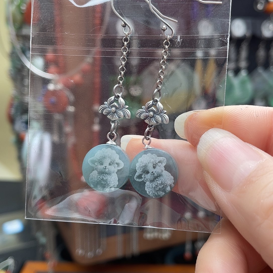 翡翠银S925镶嵌耳饰140ghbhhh