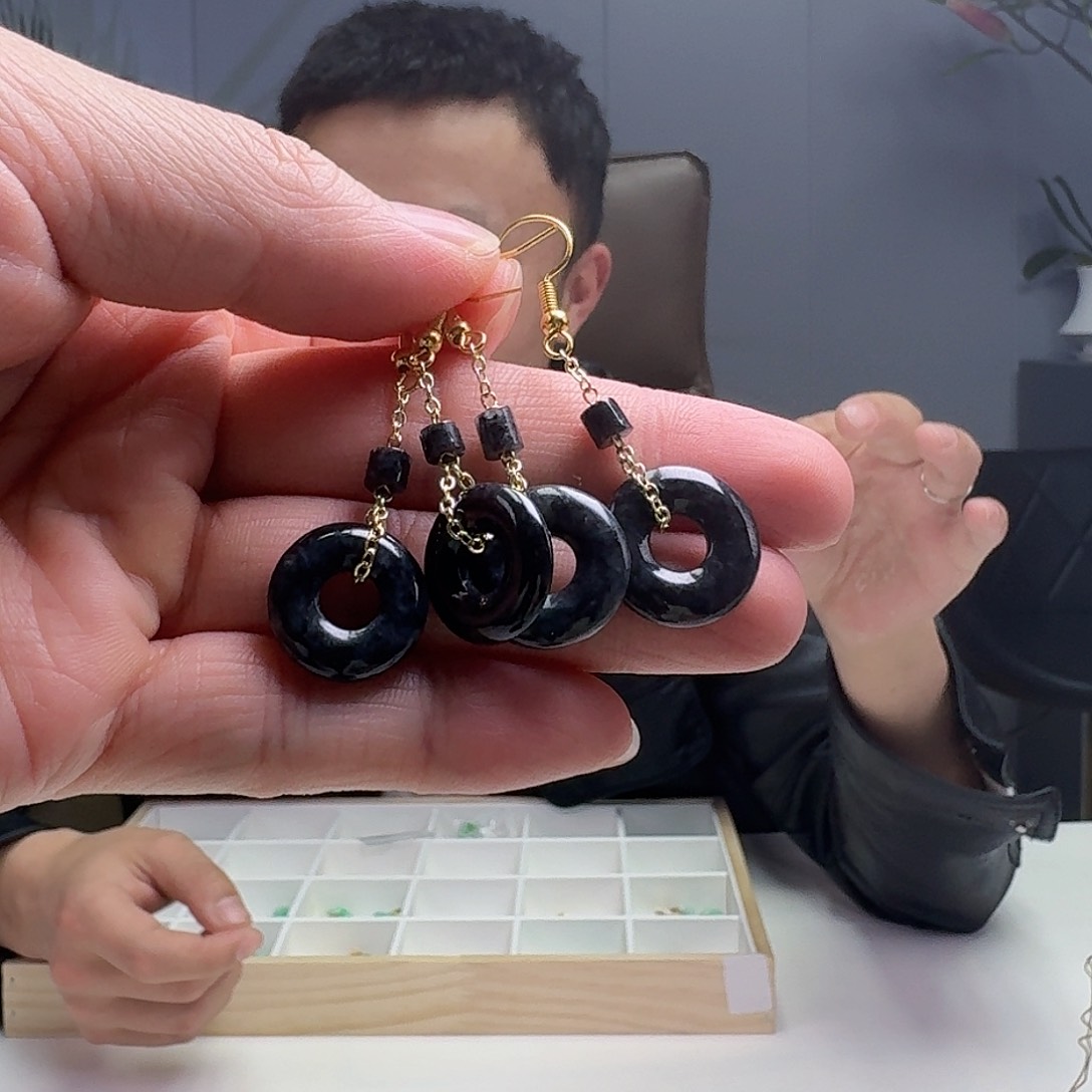 翡翠耳饰银S925镶嵌多样性发货其一