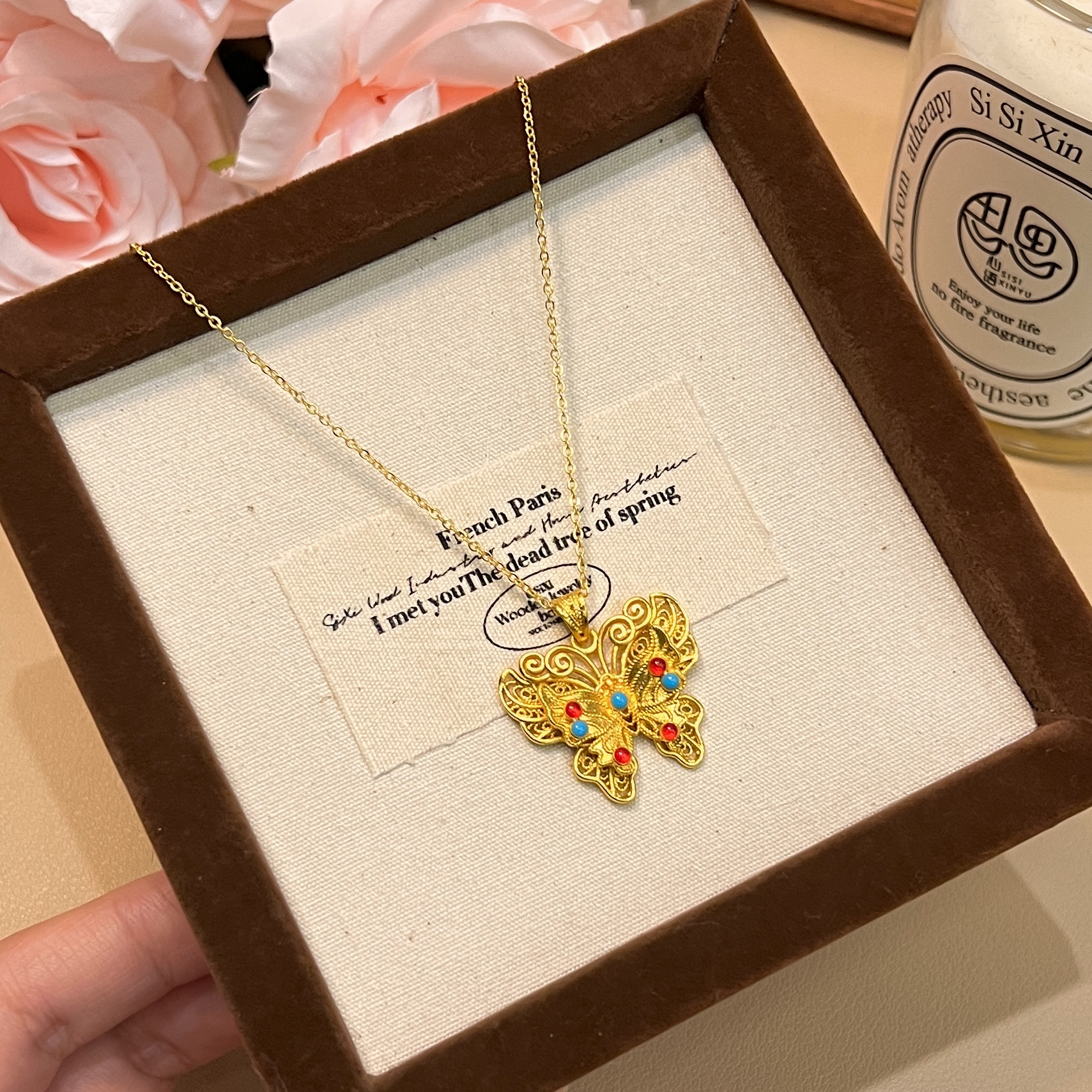 铜合金项链 F193精致时尚百搭蝴蝶项链