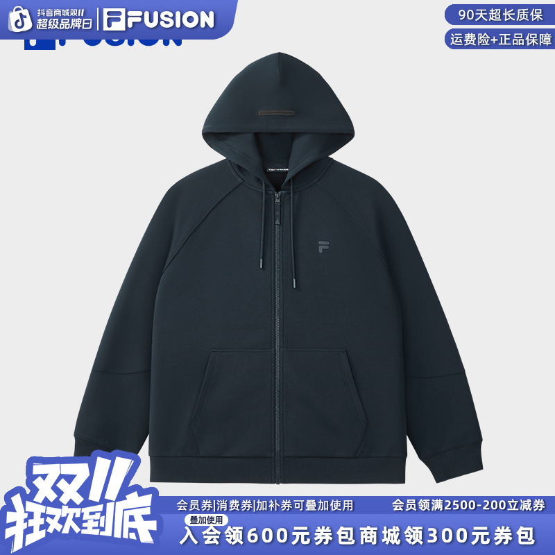 FILA斐乐男士秋季复古针织运动外套宽松连帽舒适百搭T11M535501