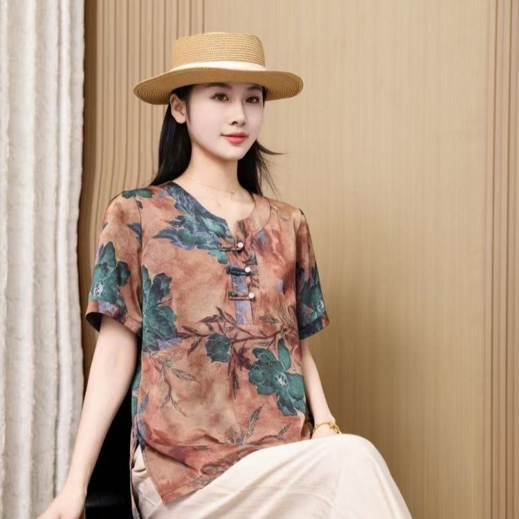 中老年人女士加肥特大码老人衣服200斤胖妈妈夏季短袖T恤中年上衣