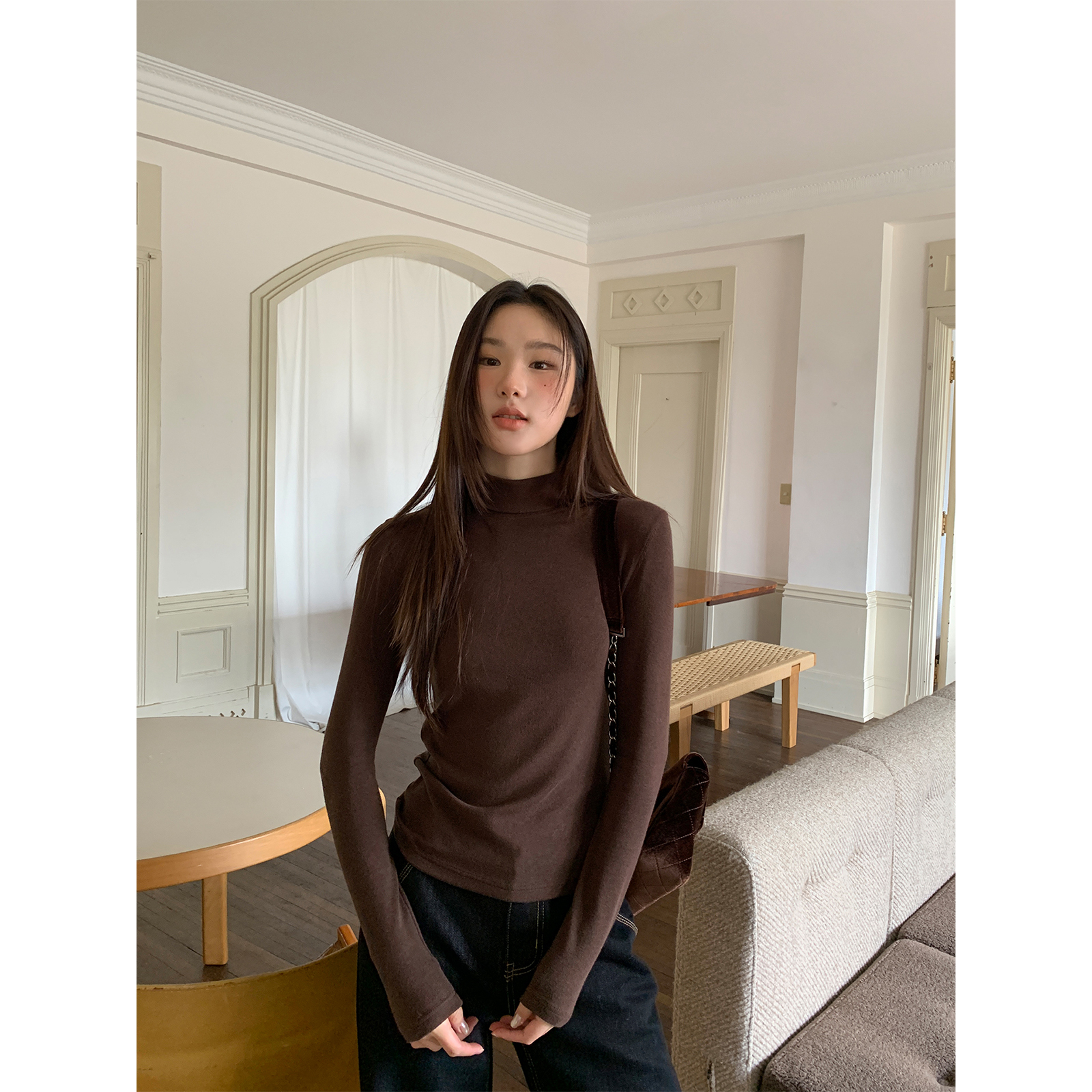 你好卡农 自由选择！基础款三种领型纯色打底衫KU25Z8546D