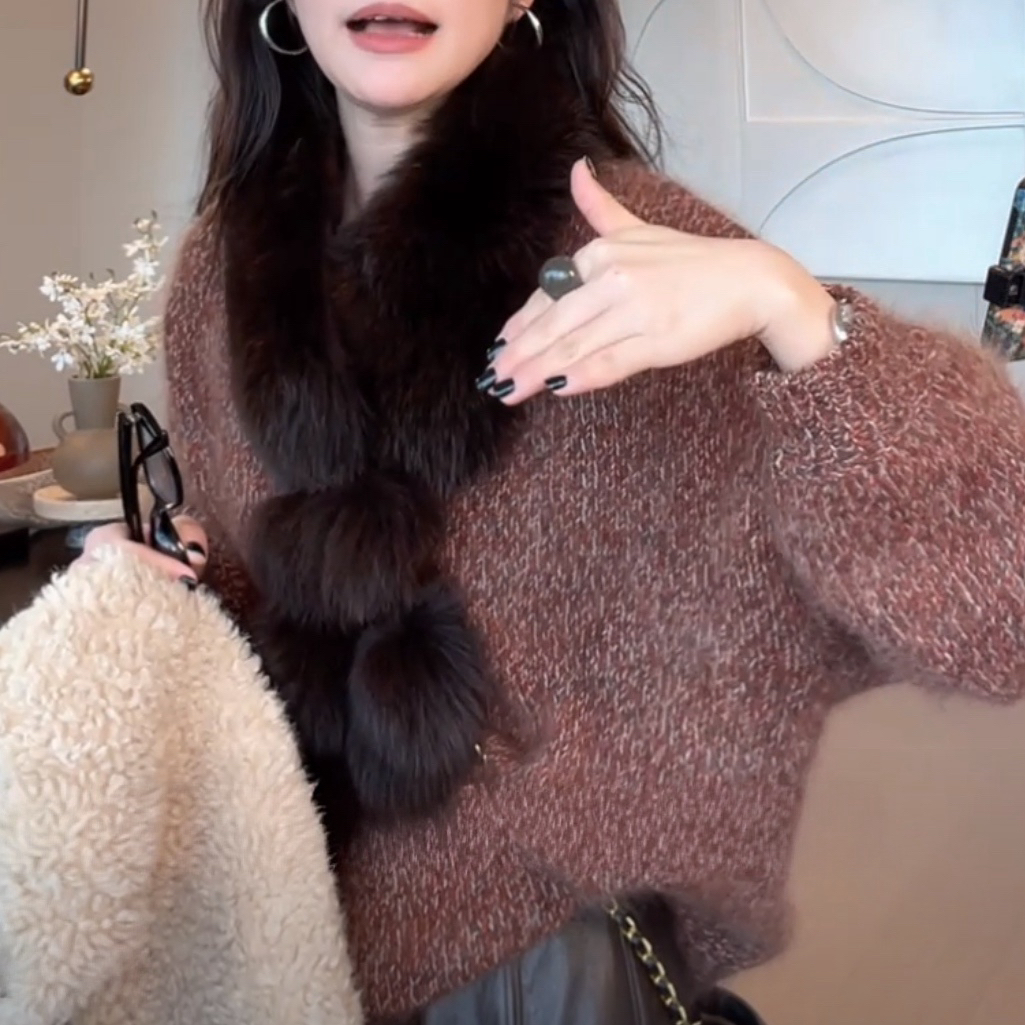 复古慵懒百搭套头长袖ins风针织衫冬季2025新款时尚气质圆领毛衣