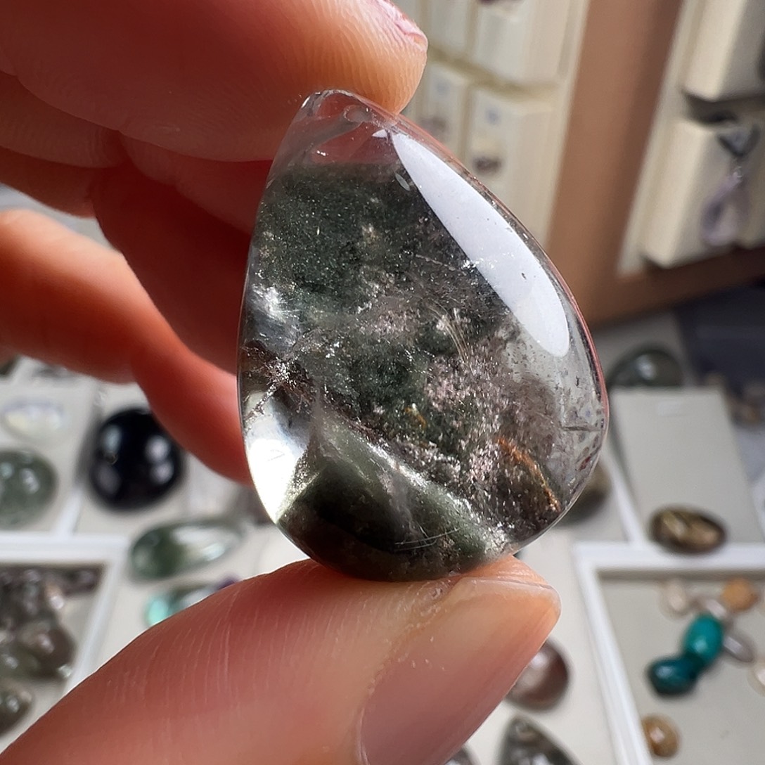 颈饰银S925镶嵌水晶天然幽灵水晶