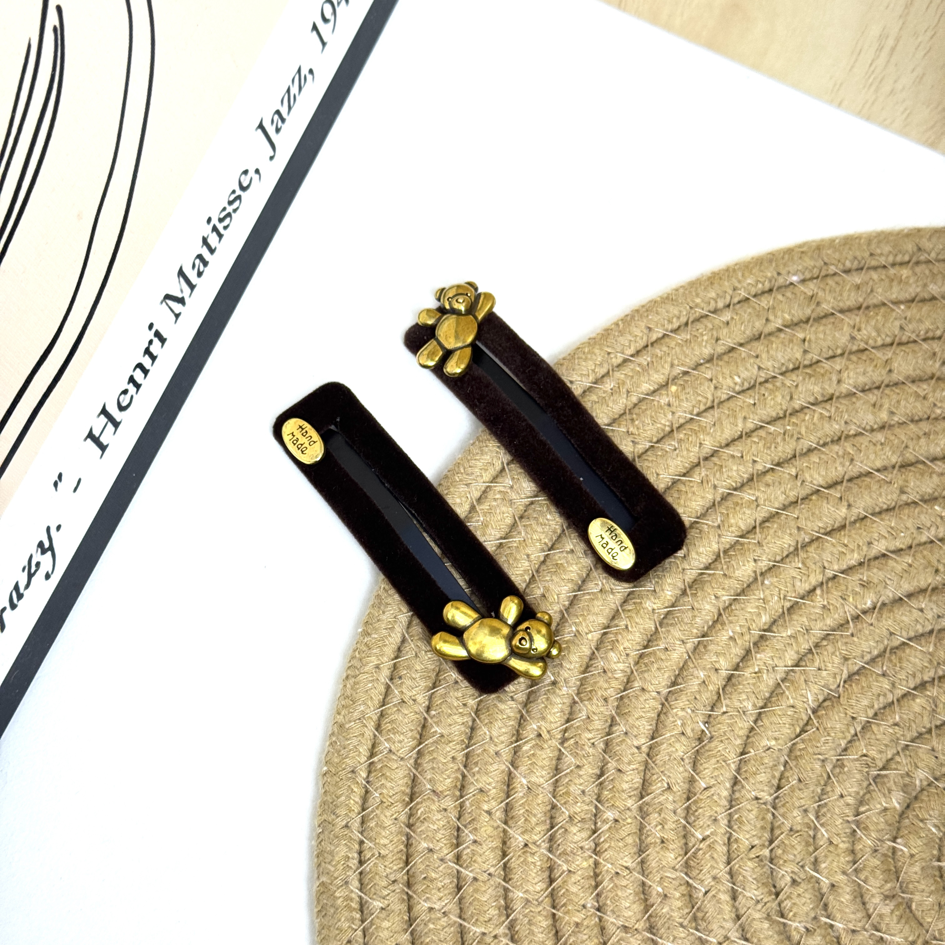 BlomUME原创合金熊方形镂空bb夹韩系简约刘海发夹发饰一对1101