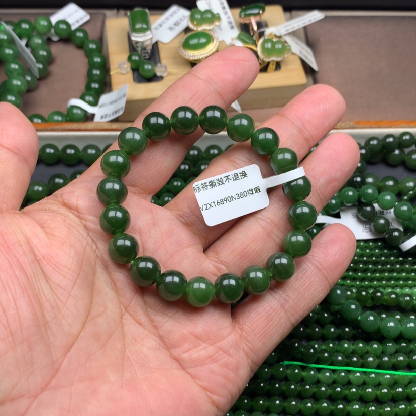 【闪购商品】未镶嵌手链和田玉（碧玉）啊*10