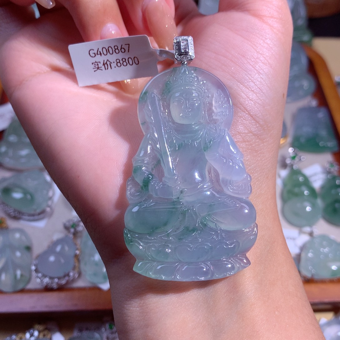 翡翠吊坠(不含链)18K金镶嵌