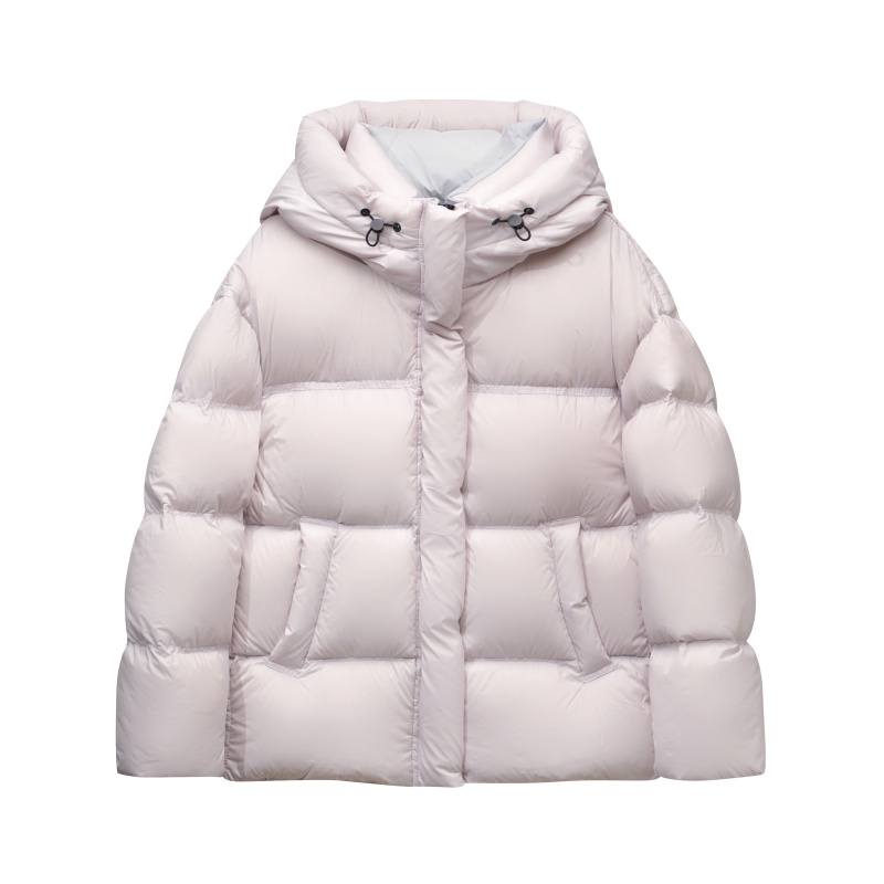 H维琳格岚2025新款90白鸭绒羽绒服撞色连帽时尚百搭加厚泡芙外套