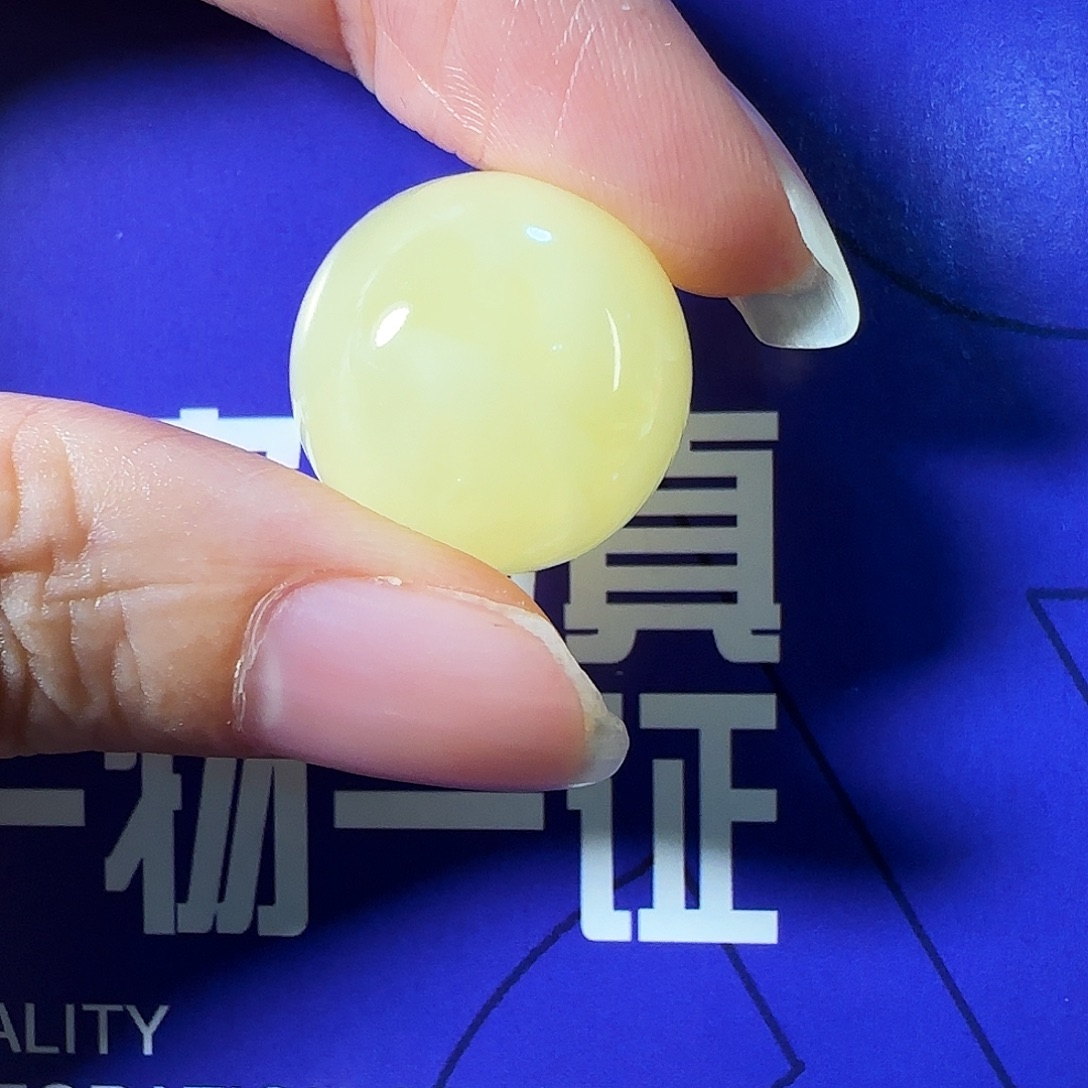 蜜蜡未镶嵌颈饰18.3mm荔枝白溶洞圆珠