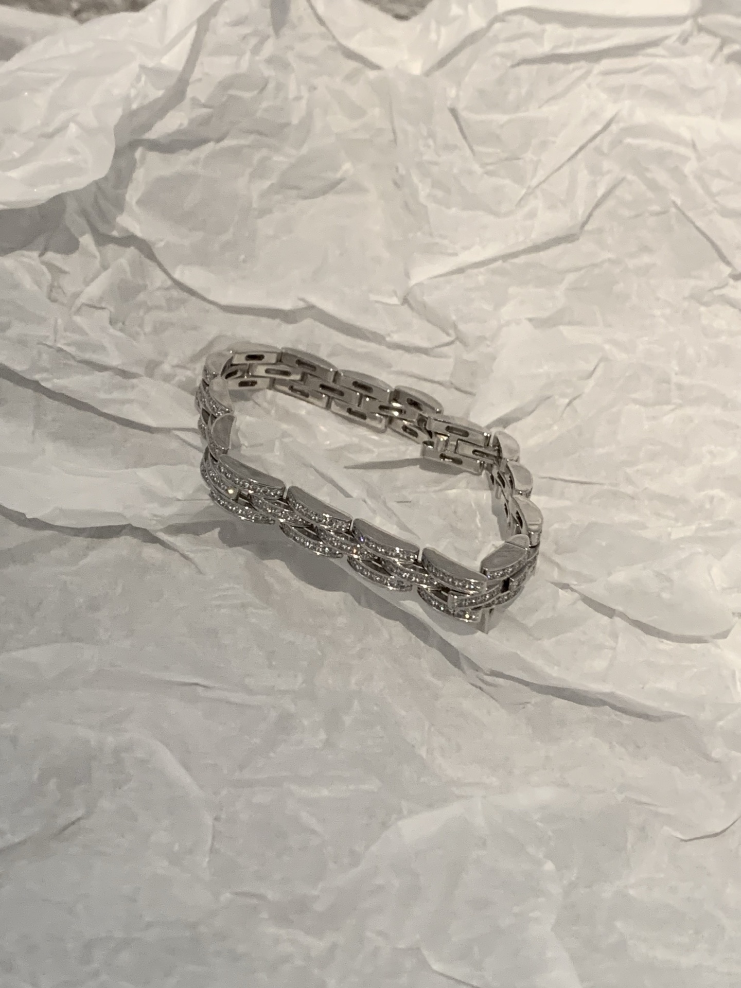 99新 Cartier/卡地亚 HIHI/卡地亚银色满钻手镯12056002