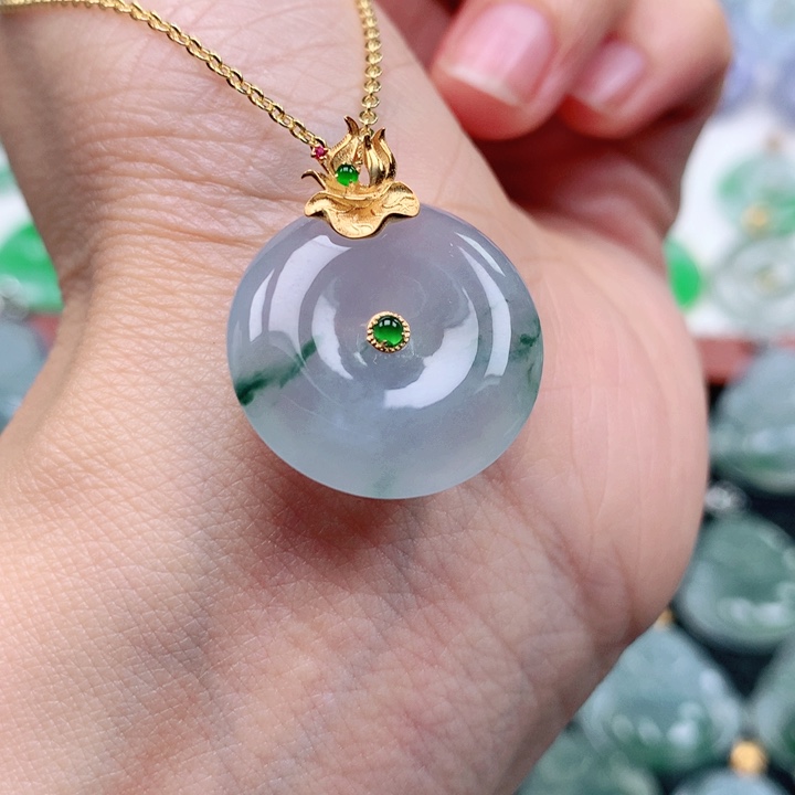 翡翠吊坠(不含链)18K金镶嵌常**r