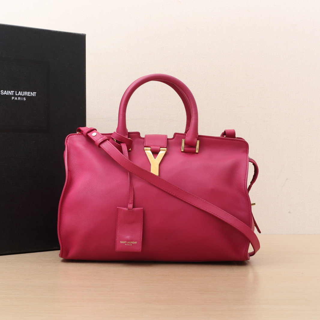 95新 YSL/圣罗兰 攀攀 手提公文包 中号 粉 皮革C金扣