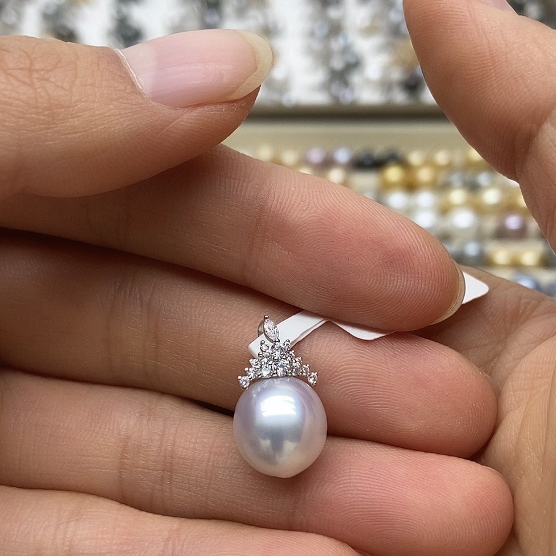 银S925镶嵌海水珍珠吊坠(不含链)@@AD0039