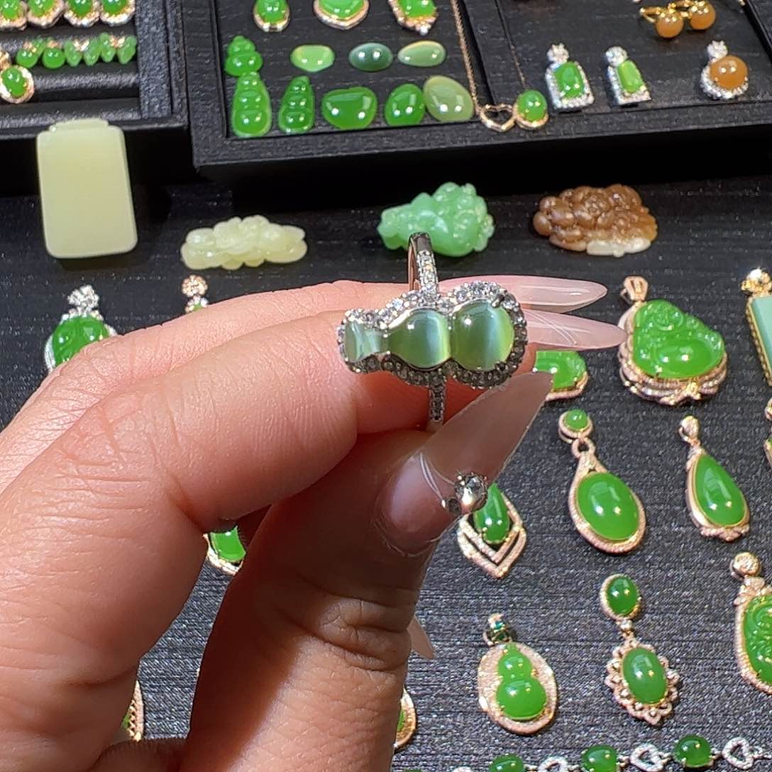 和田玉戒指银S925镶嵌