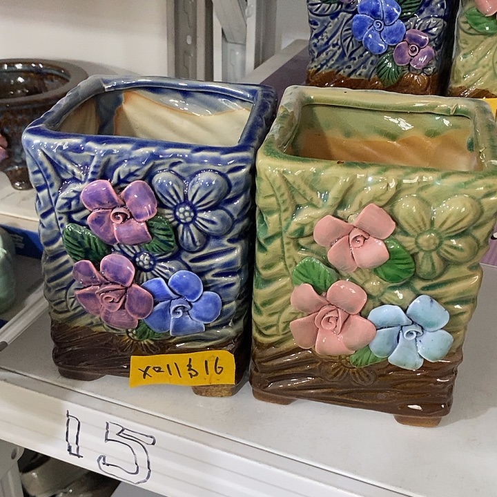 陶盆有孔 磕碰窑裂修补 介意勿拍口 11高16