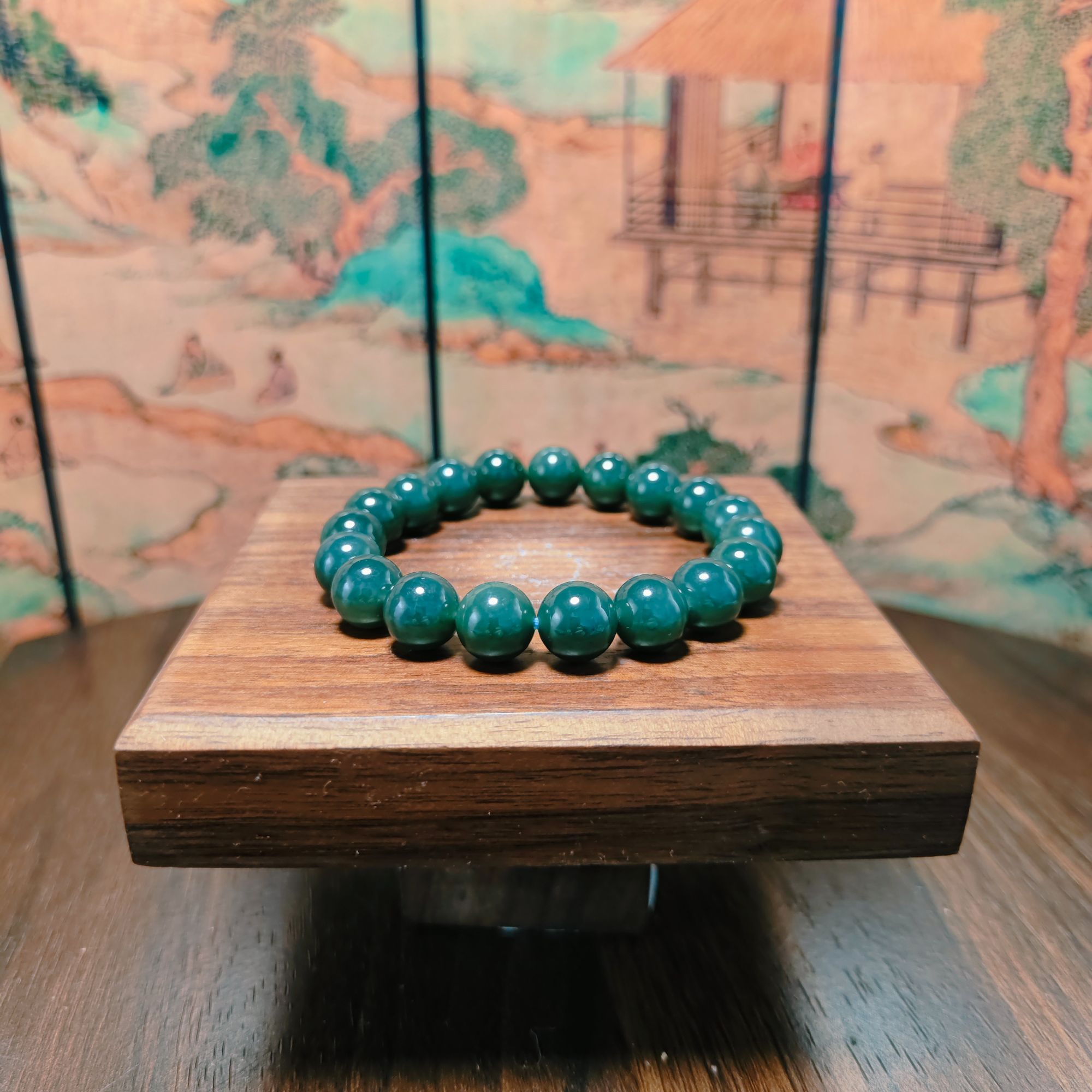 Q和田玉圆珠手串（卡10）0246