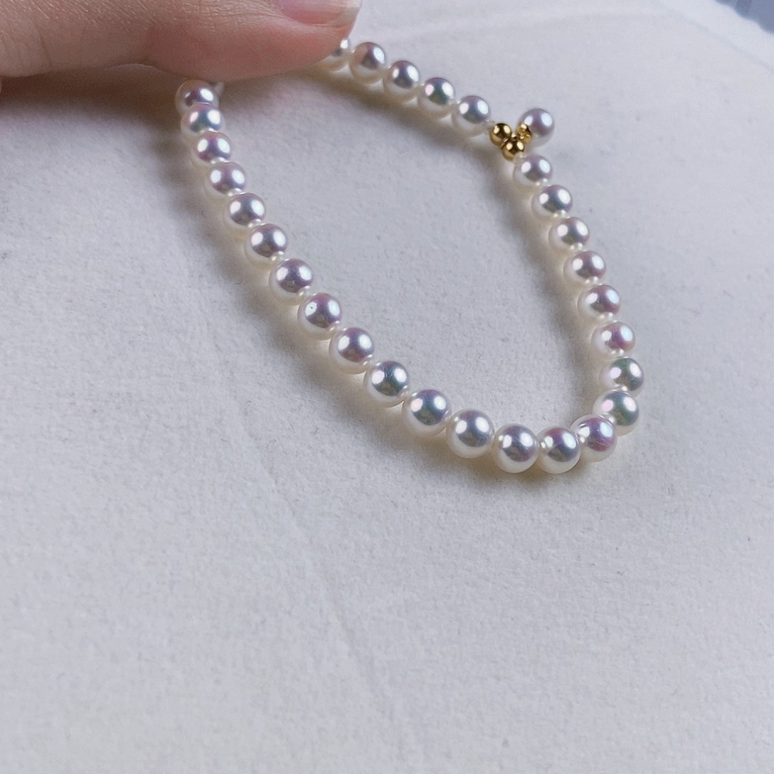 淡水珍珠手绳18K金镶嵌