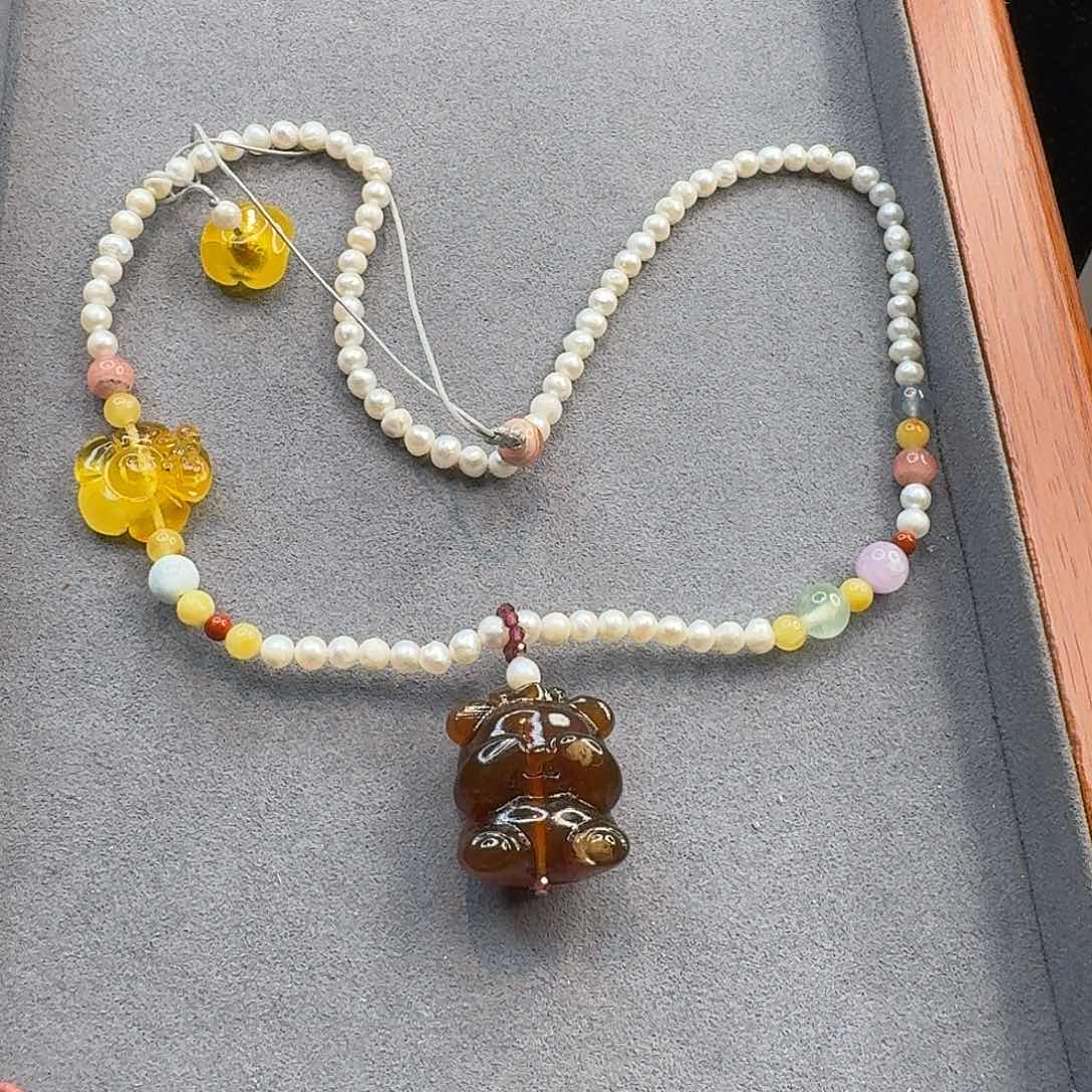 琥珀耳饰未镶嵌琥珀项链