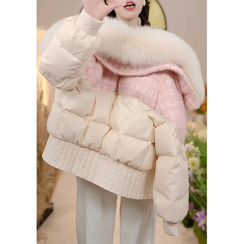 2025新款冬季时尚潮流棉服高端洋气小香风大毛领棉衣外套女装