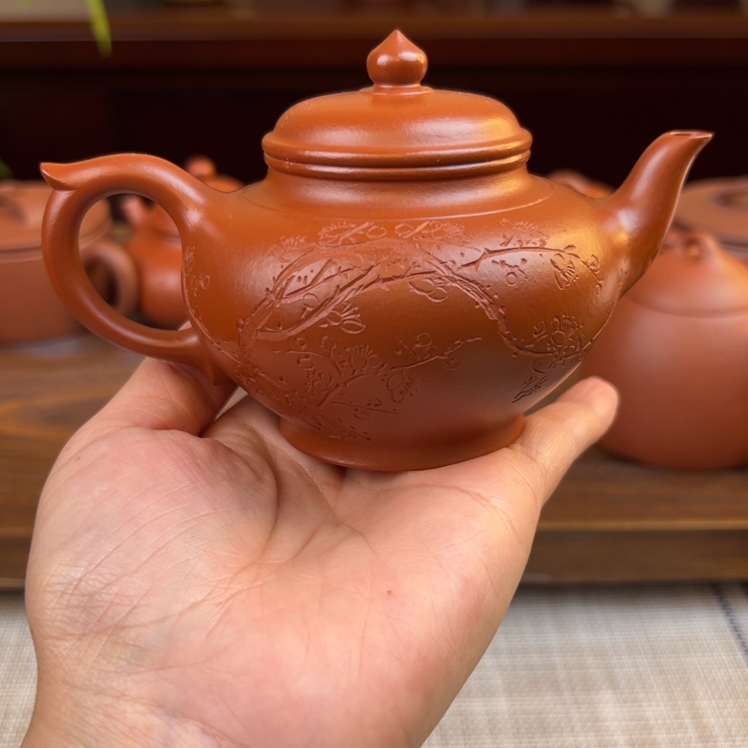 花***雨茶壶紫砂朱泥笑樱全手190cc