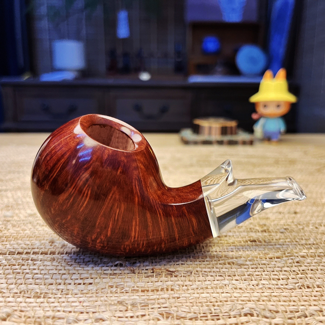 河豚小胖水晶嘴】国师海滨亲工石楠木手工烟斗