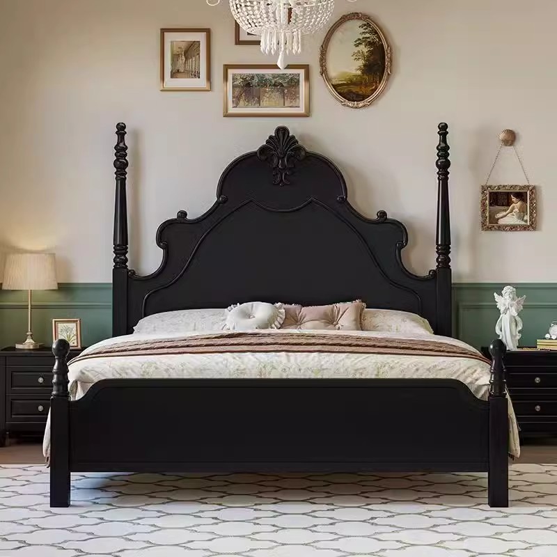 法式复古风实木床主卧室软包双人床轻奢家用储物大床