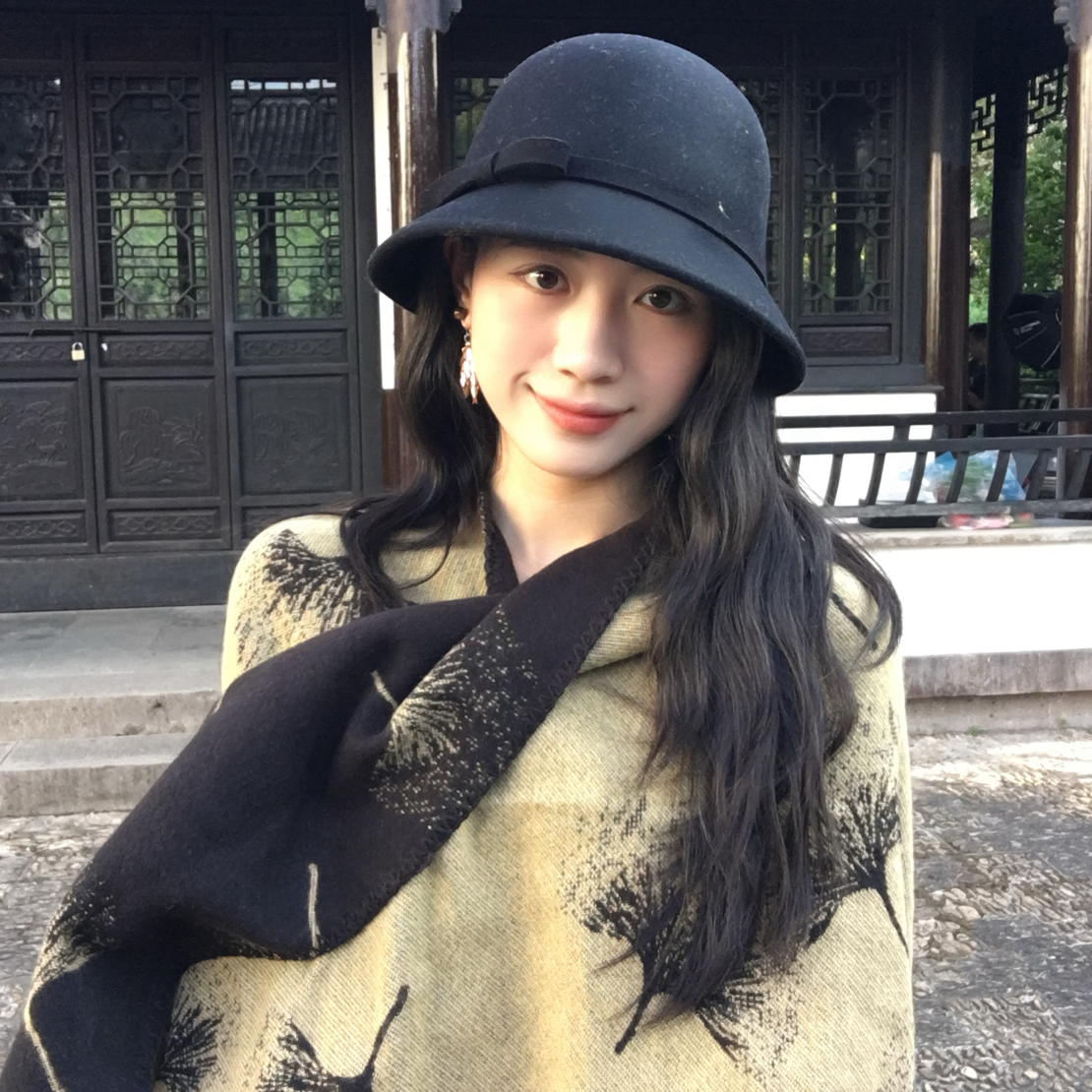【原纱材质披肩】秋冬气质复古银杏披肩外搭斗篷披风围巾