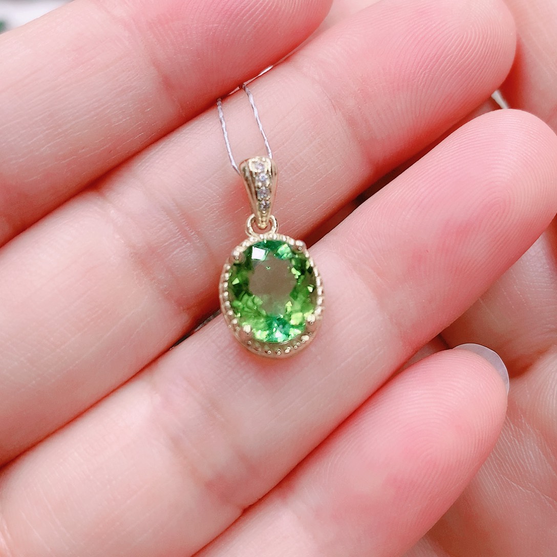 碧玺吊坠(不含链)银S925镶嵌