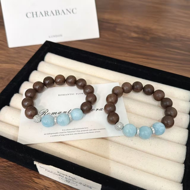 X1858[梵生]沉香海蓝宝手链高端轻奢手串多样性发一