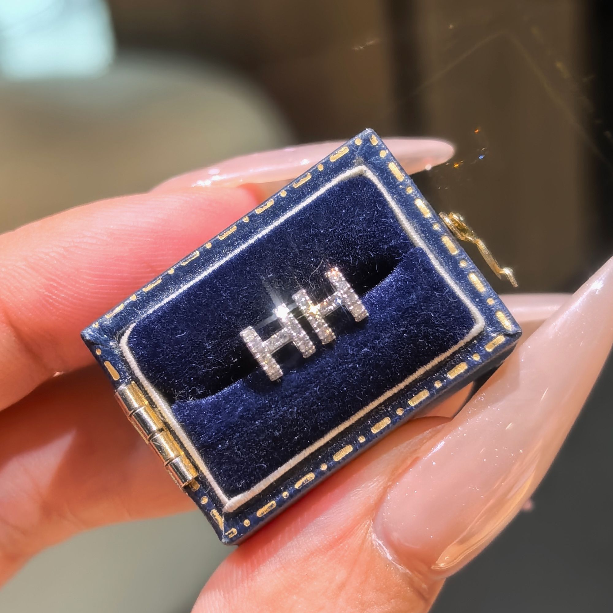 QANNA【满钻H】【养耳洞】轻奢小众简约精致钻石耳钉AF