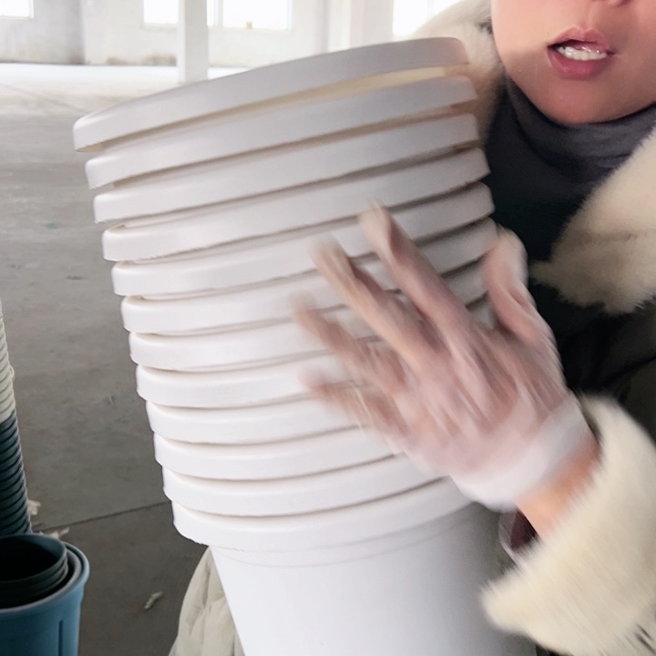 塑料瑕疵四季盆4#白色6个无托