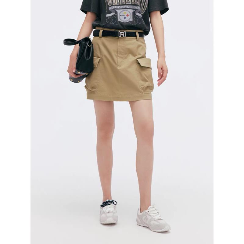 高腰工装短裙显瘦设计百搭卡其色半身裙女气质